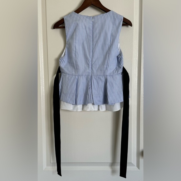 Zara Contrast Cotton Stripe Top with Tie S - Picture 3 of 4